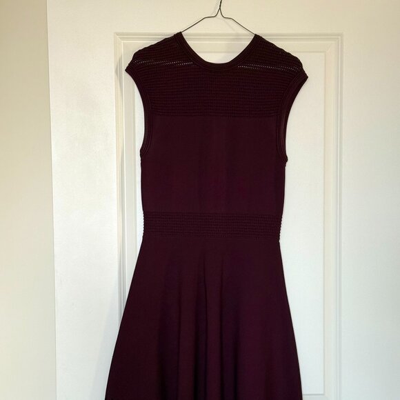 Ted Baker Aurbray Eyelet Knit Burgundy Dress UK Size 2 - Picture 2 of 6